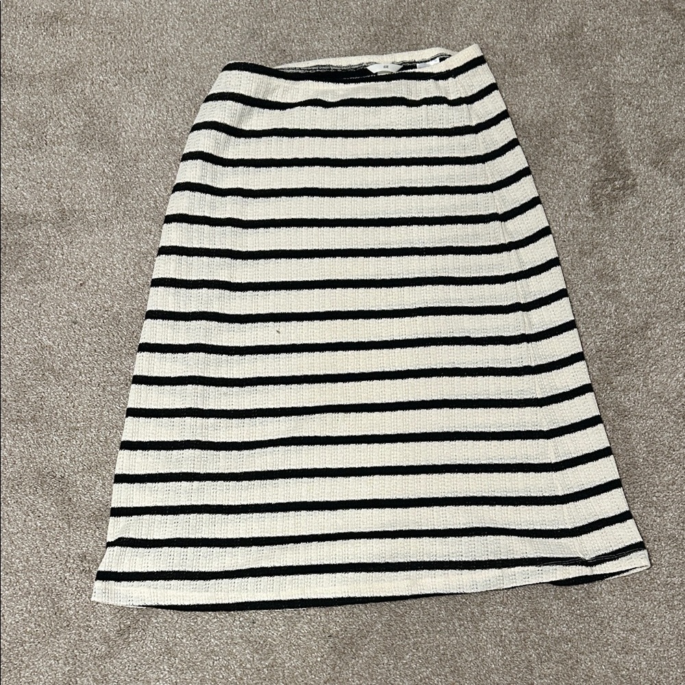 H&M Black and White Striped A-Line Skirt